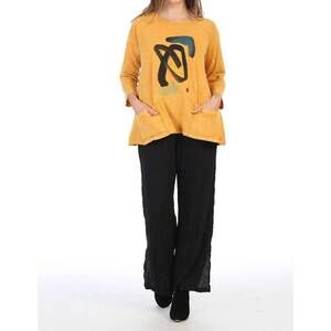 NEW JESS & JANE jasmine mineral washed patch pocket top in mustard